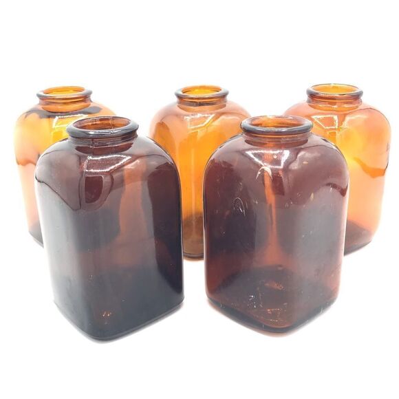 Vintage Squared Brown Glass Snuff Bottle Bundle of 5 - Picture 6 of 16